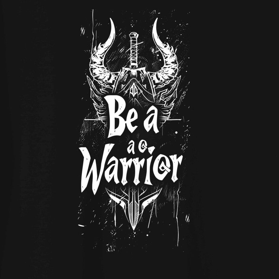 Black Half Sleeves Be A Warrior Printed Oversized T-Shirt