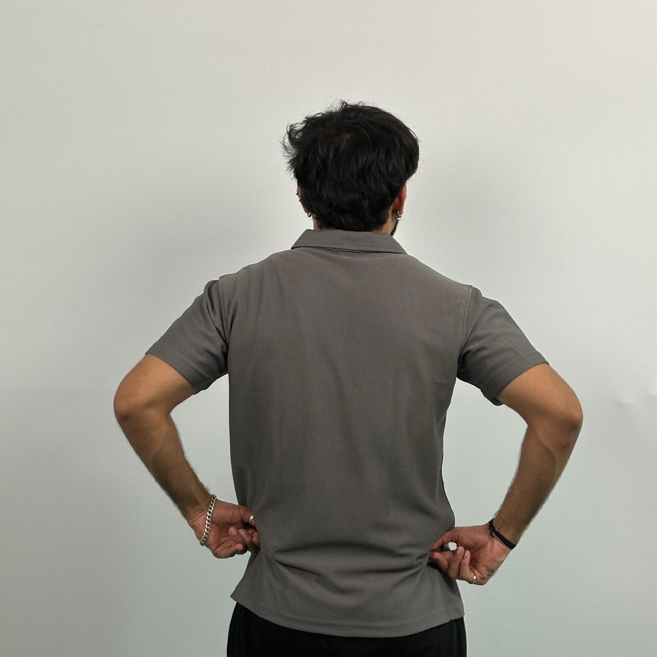 Grey Colour Imported Lycra Polo T-Shirt