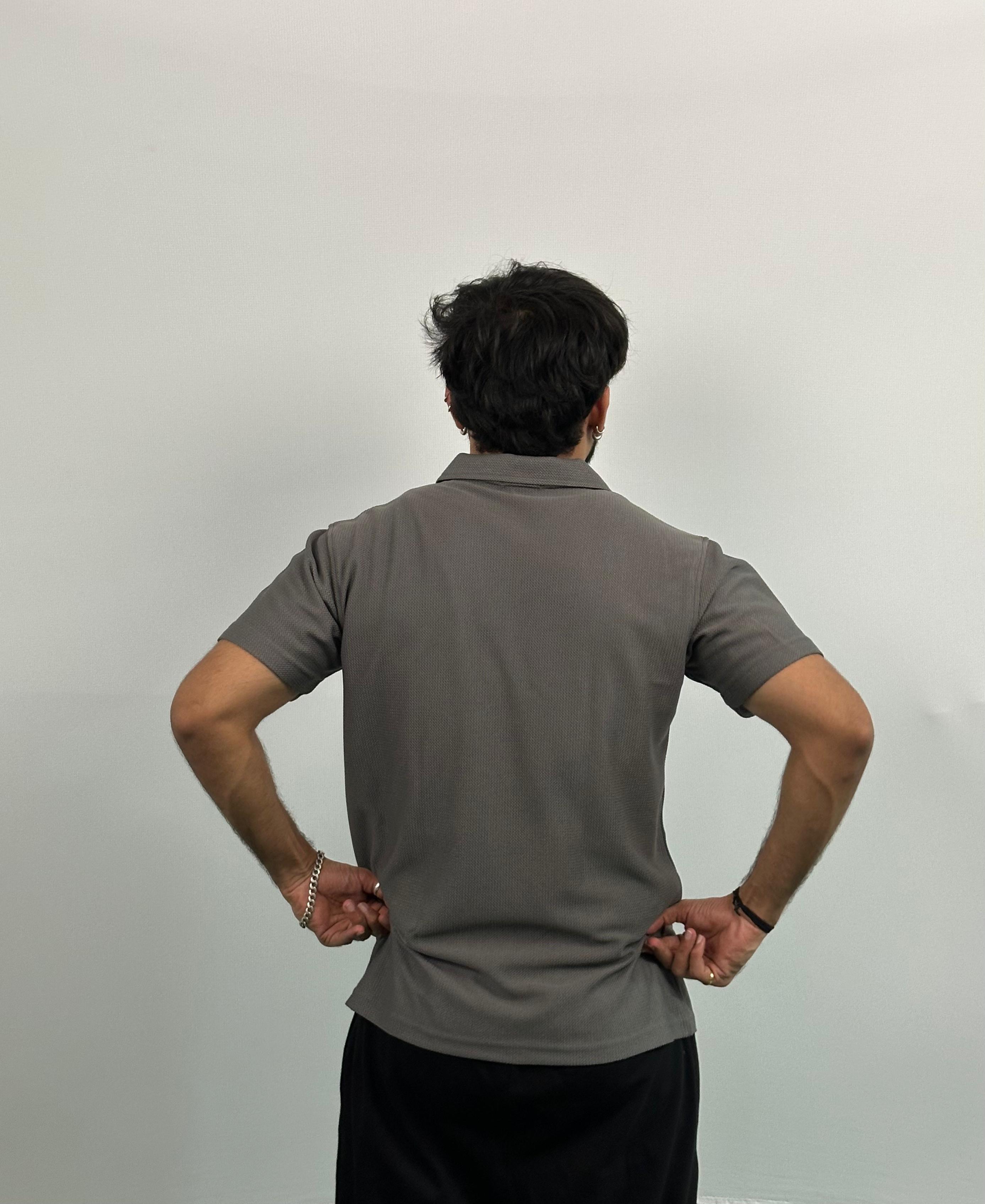 Grey Colour Imported Lycra Polo T-Shirt