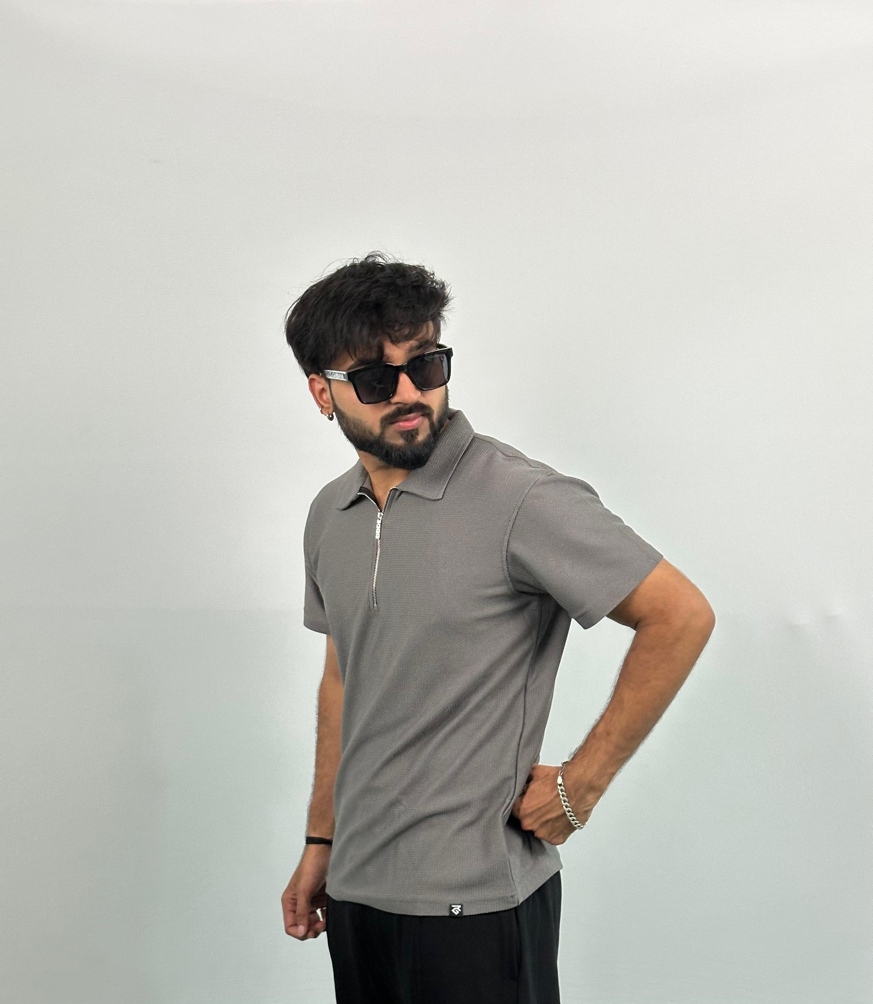 Grey Colour Imported Lycra Polo T-Shirt