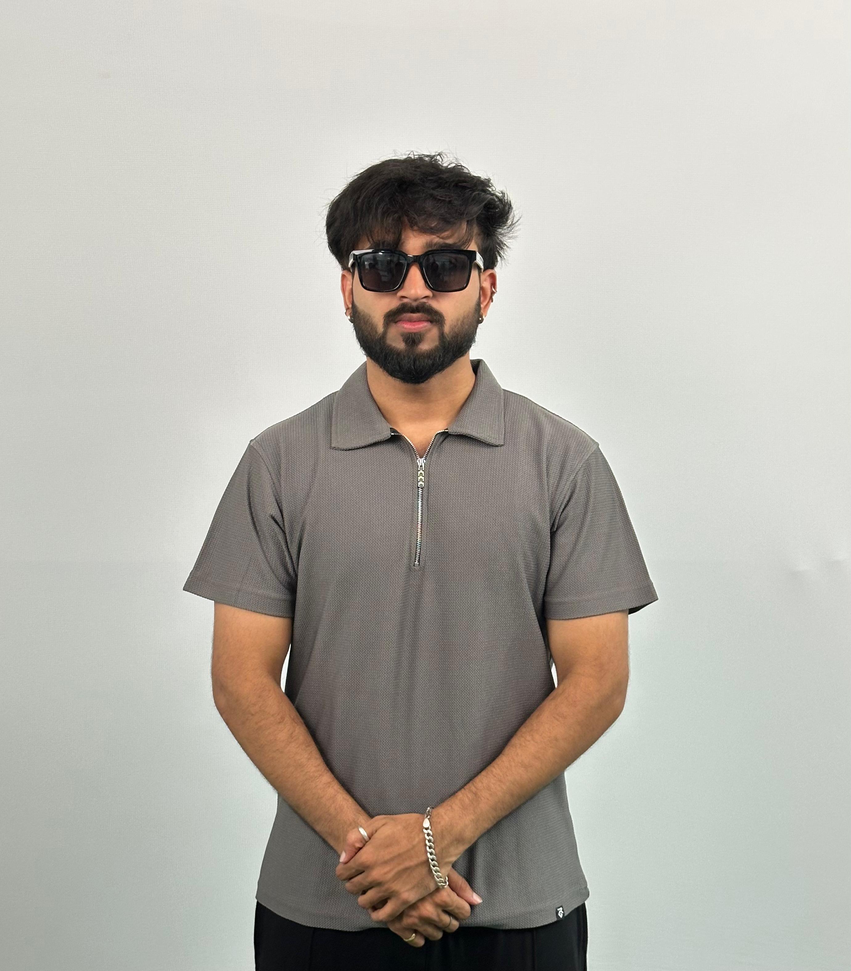 Grey Colour Imported Lycra Polo T-Shirt