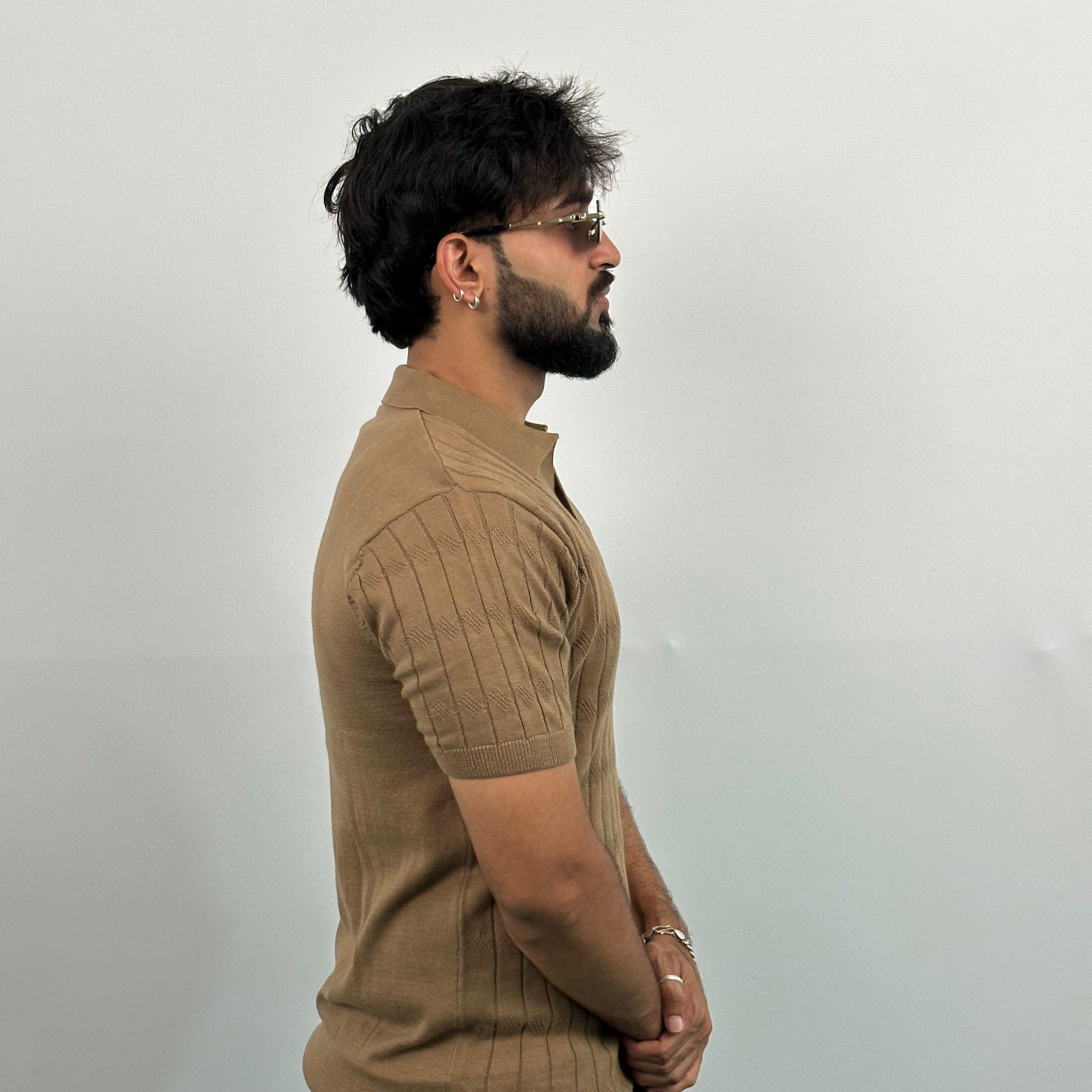 Brown colour Knitted Polo T-Shirt