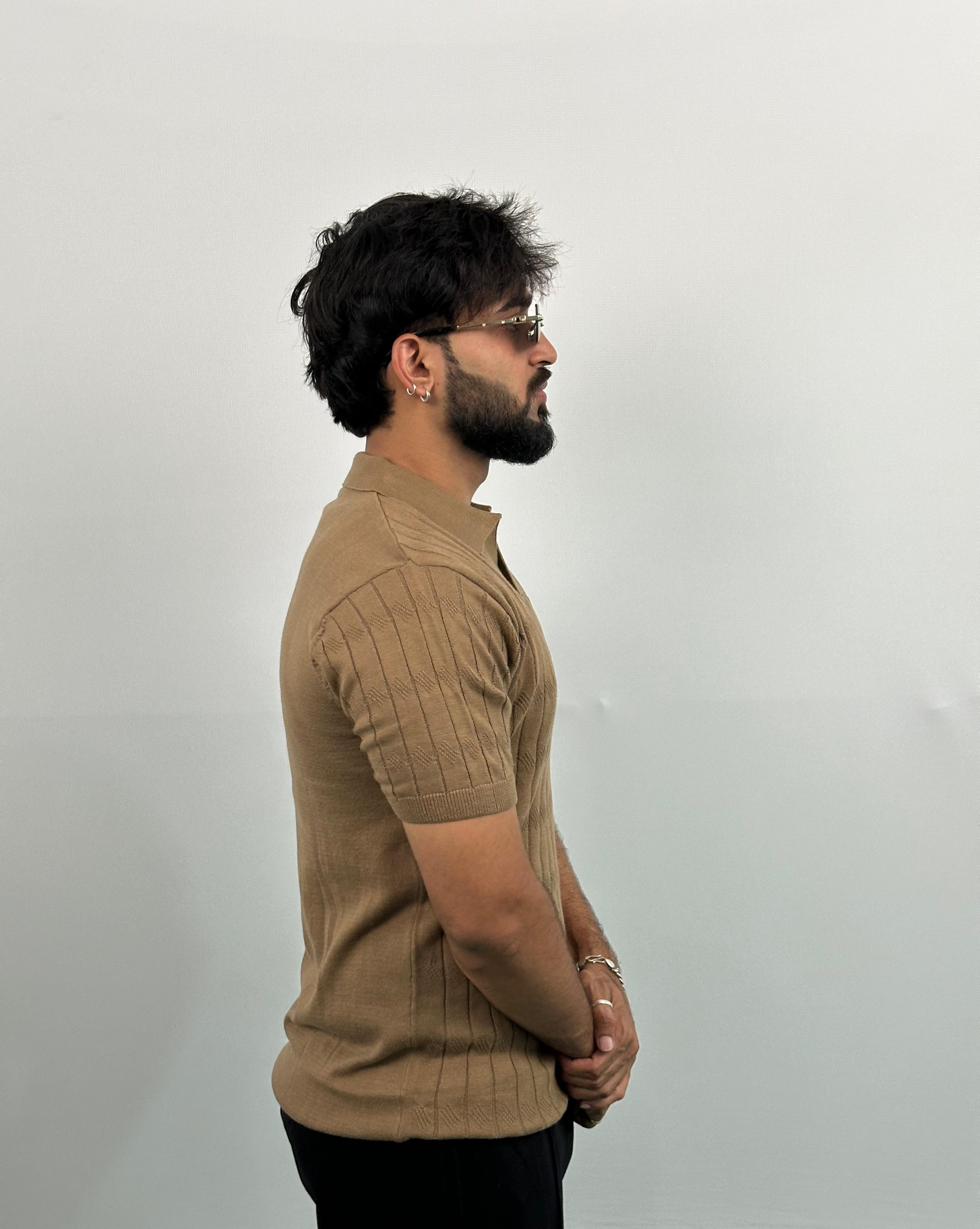 Brown colour Knitted Polo T-Shirt