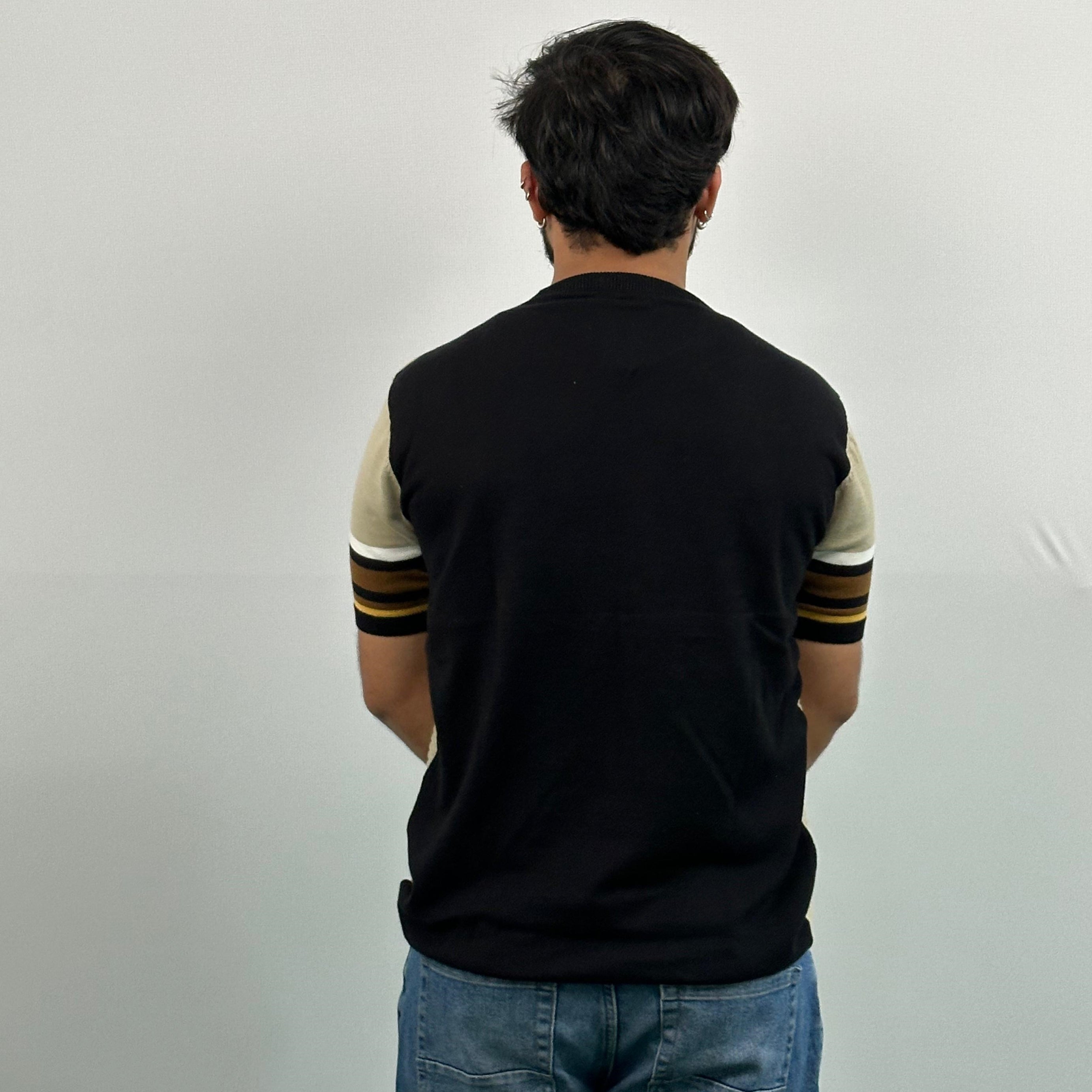 Black And Brown Stripe Knitted T-Shirt