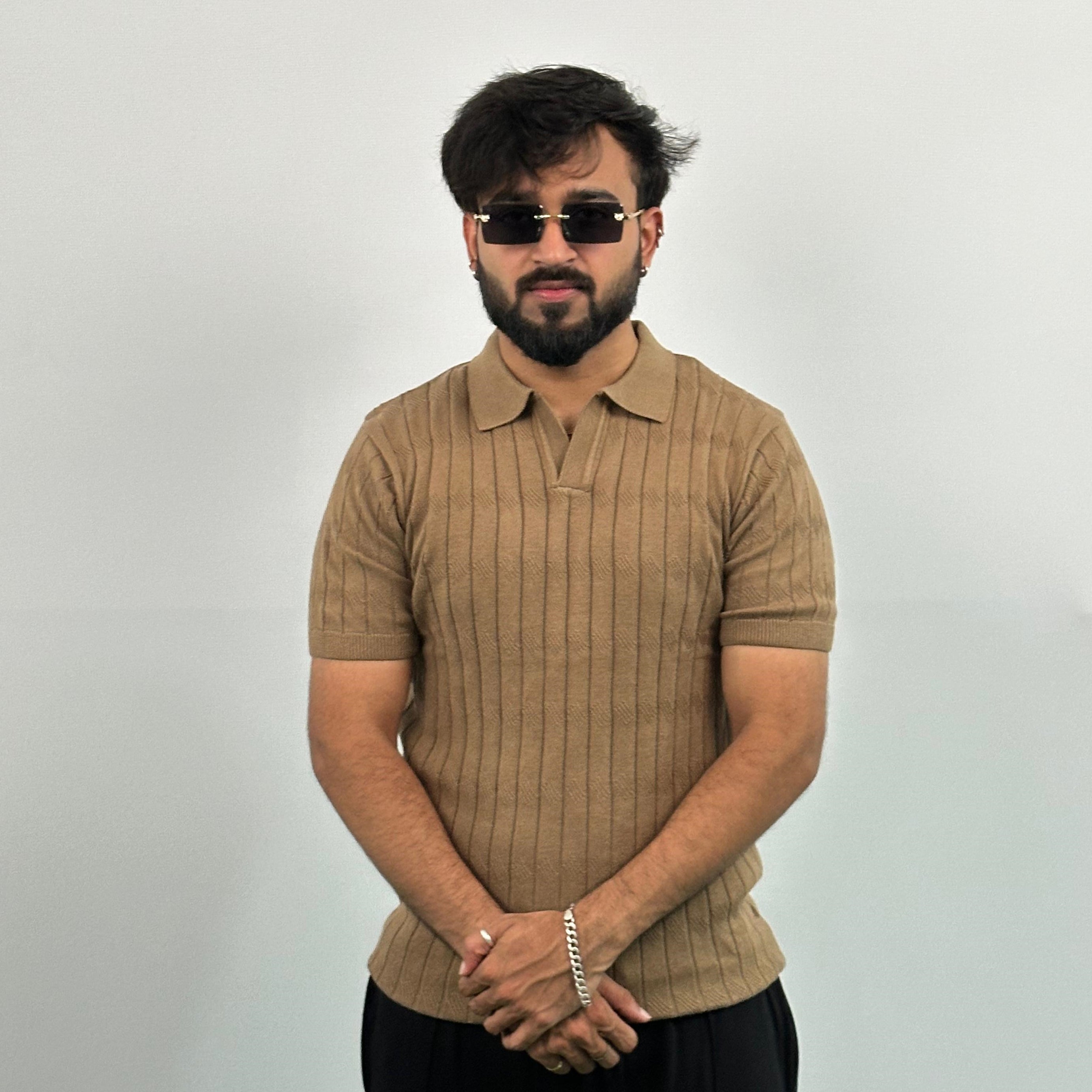 Brown colour Knitted Polo T-Shirt