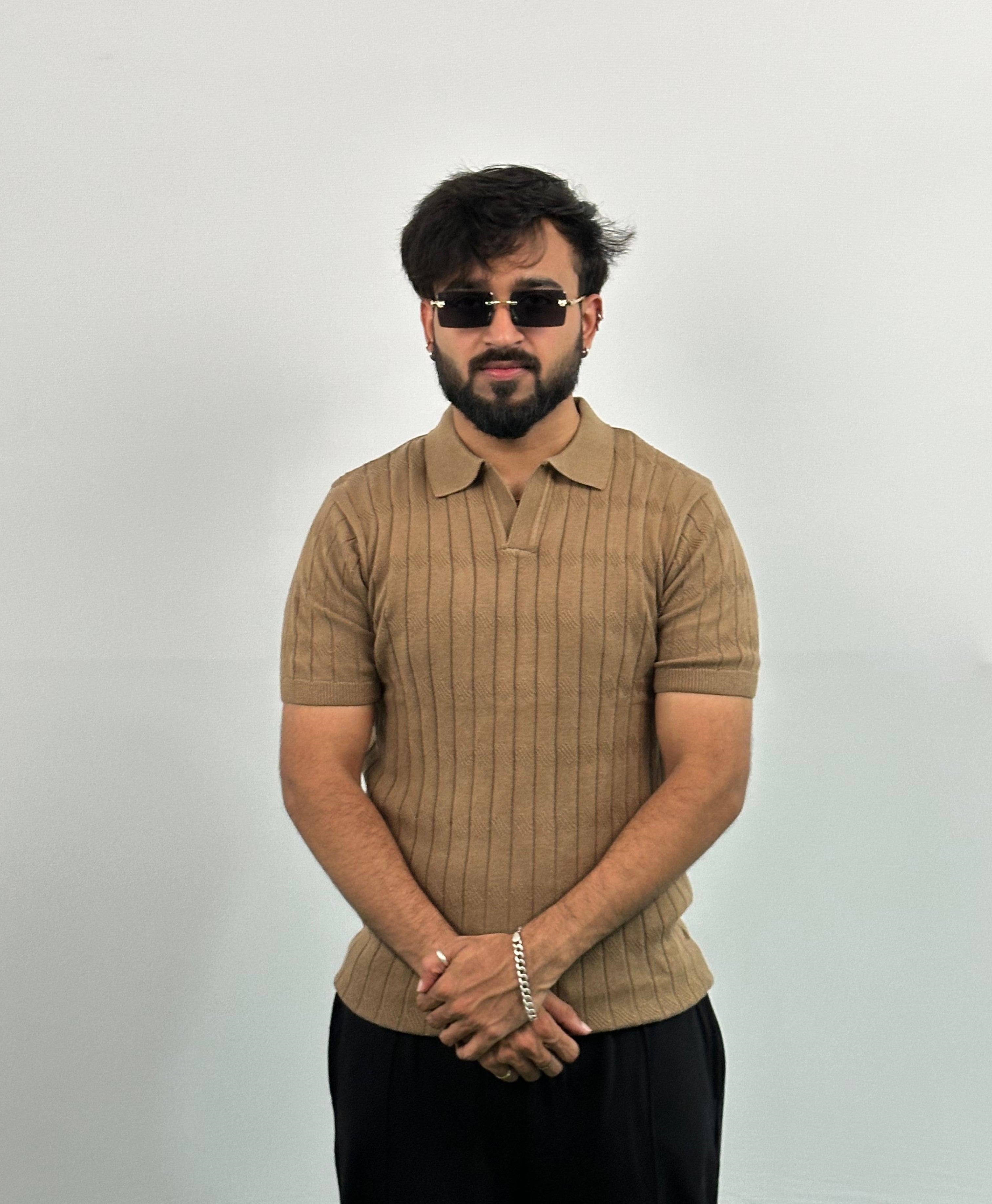 Brown colour Knitted Polo T-Shirt