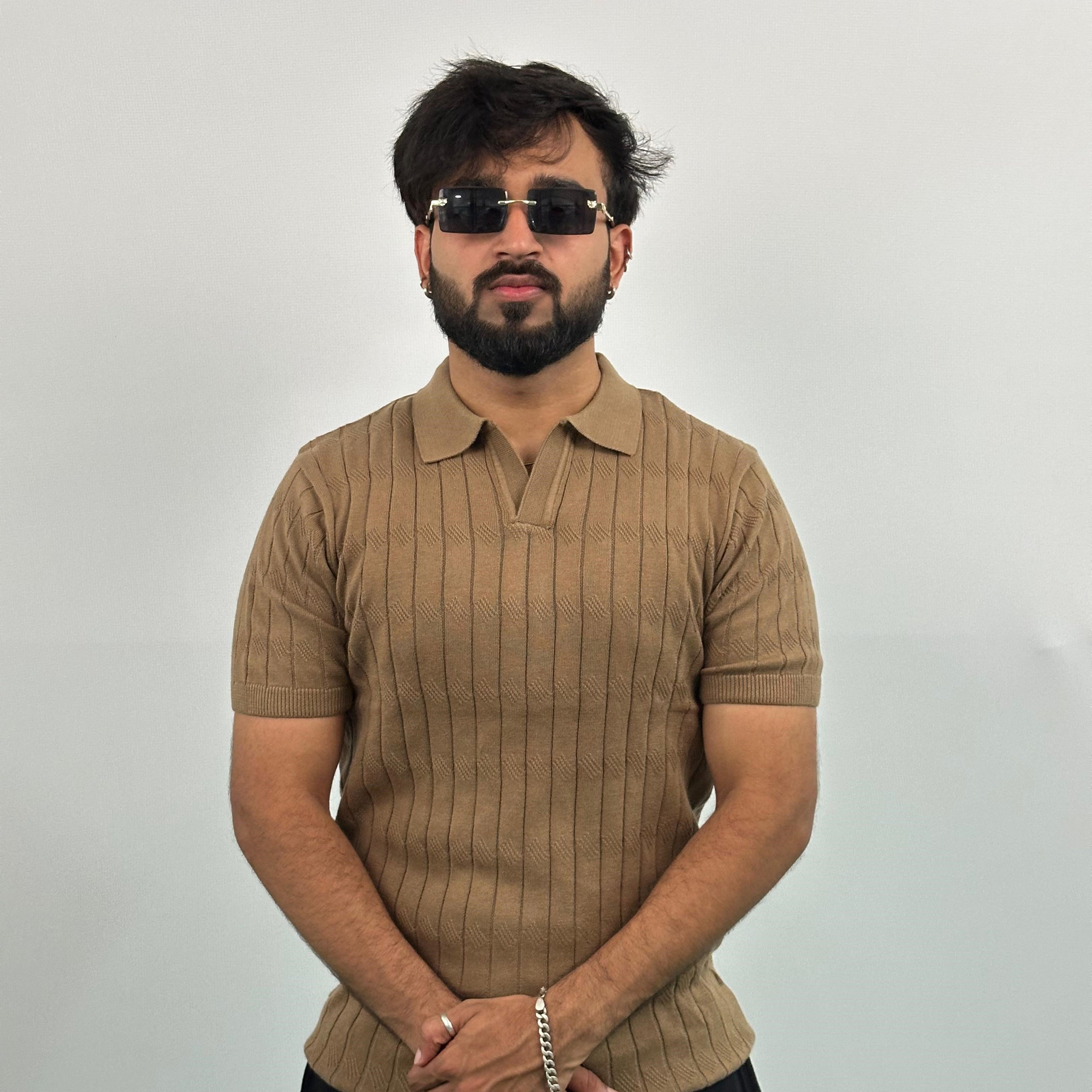 Brown colour Knitted Polo T-Shirt