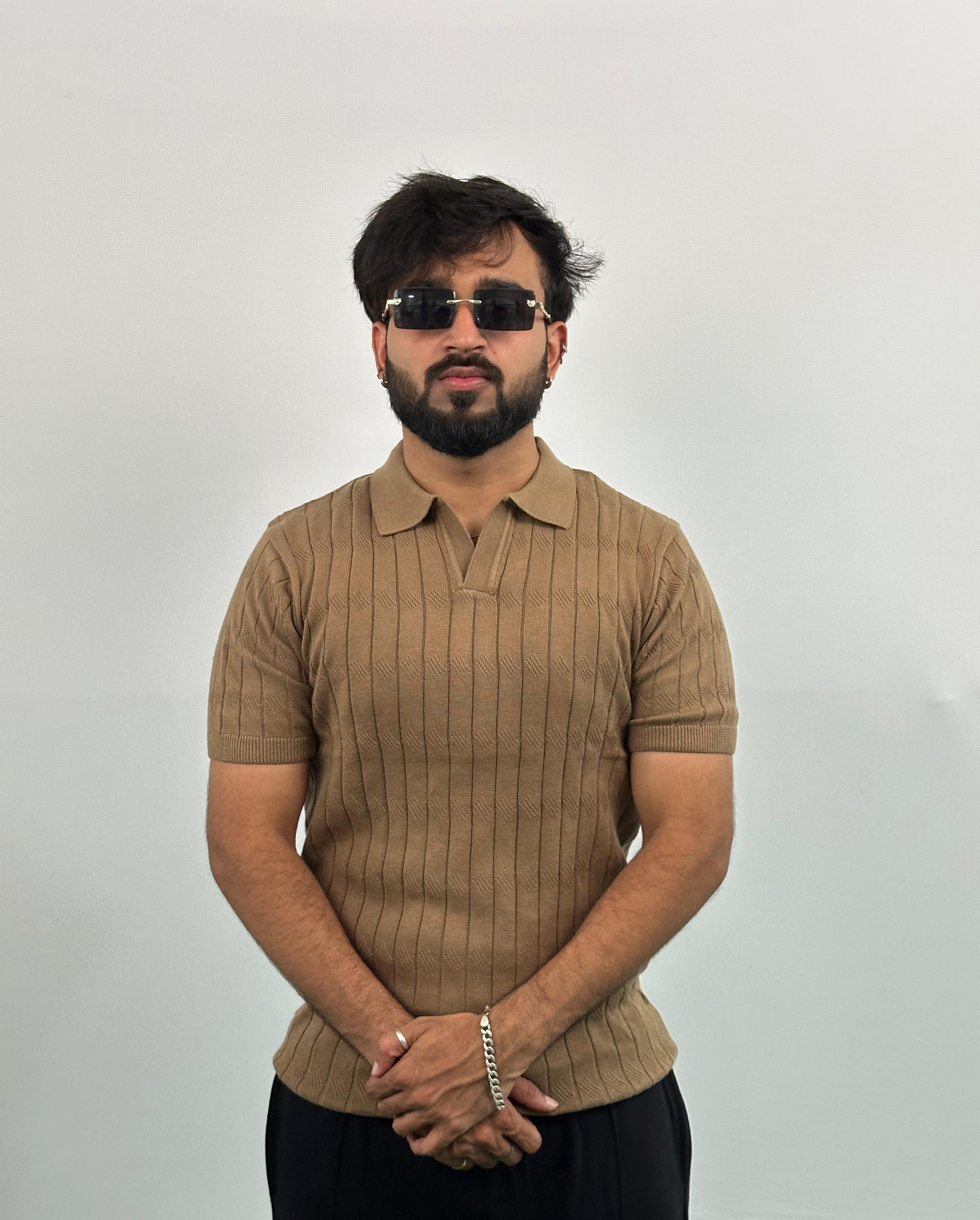 Brown colour Knitted Polo T-Shirt