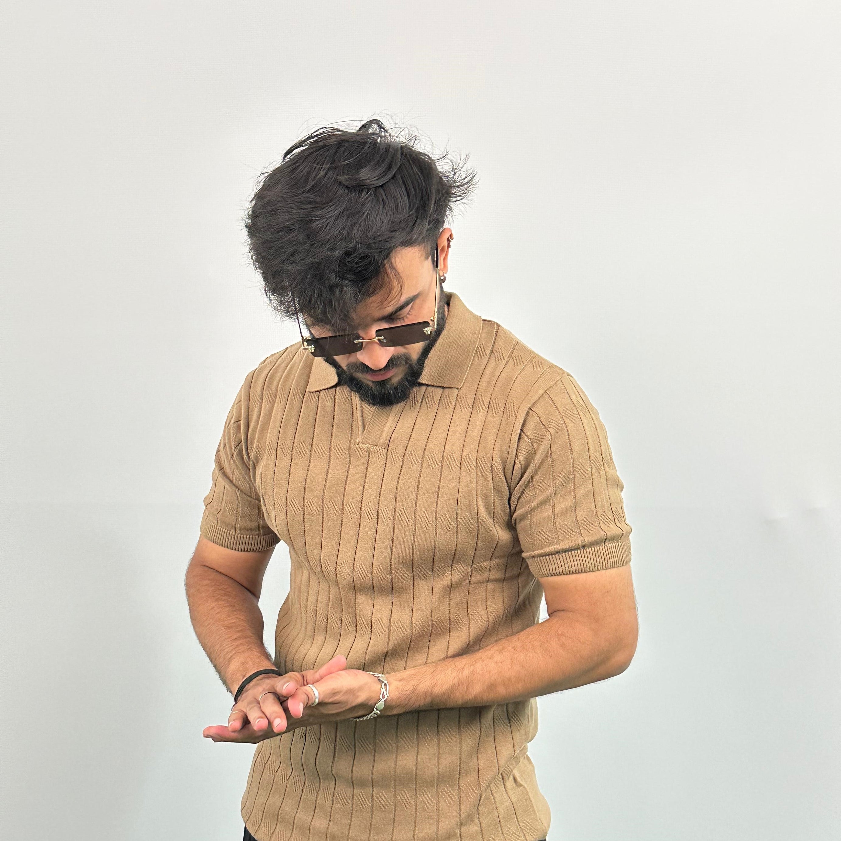 Brown colour Knitted Polo T-Shirt