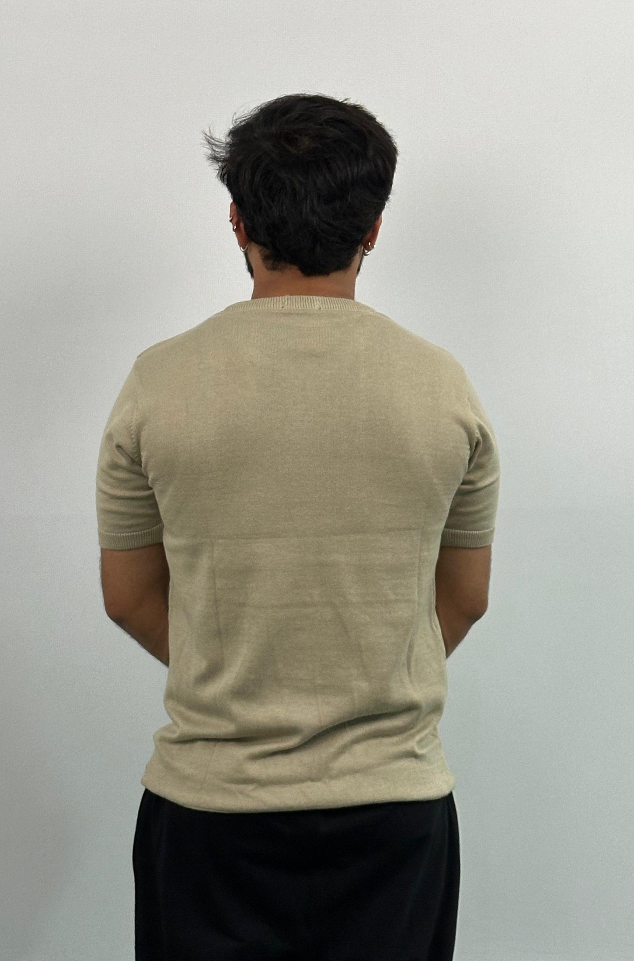 Old Money Beige Colour Knitted T-Shirt