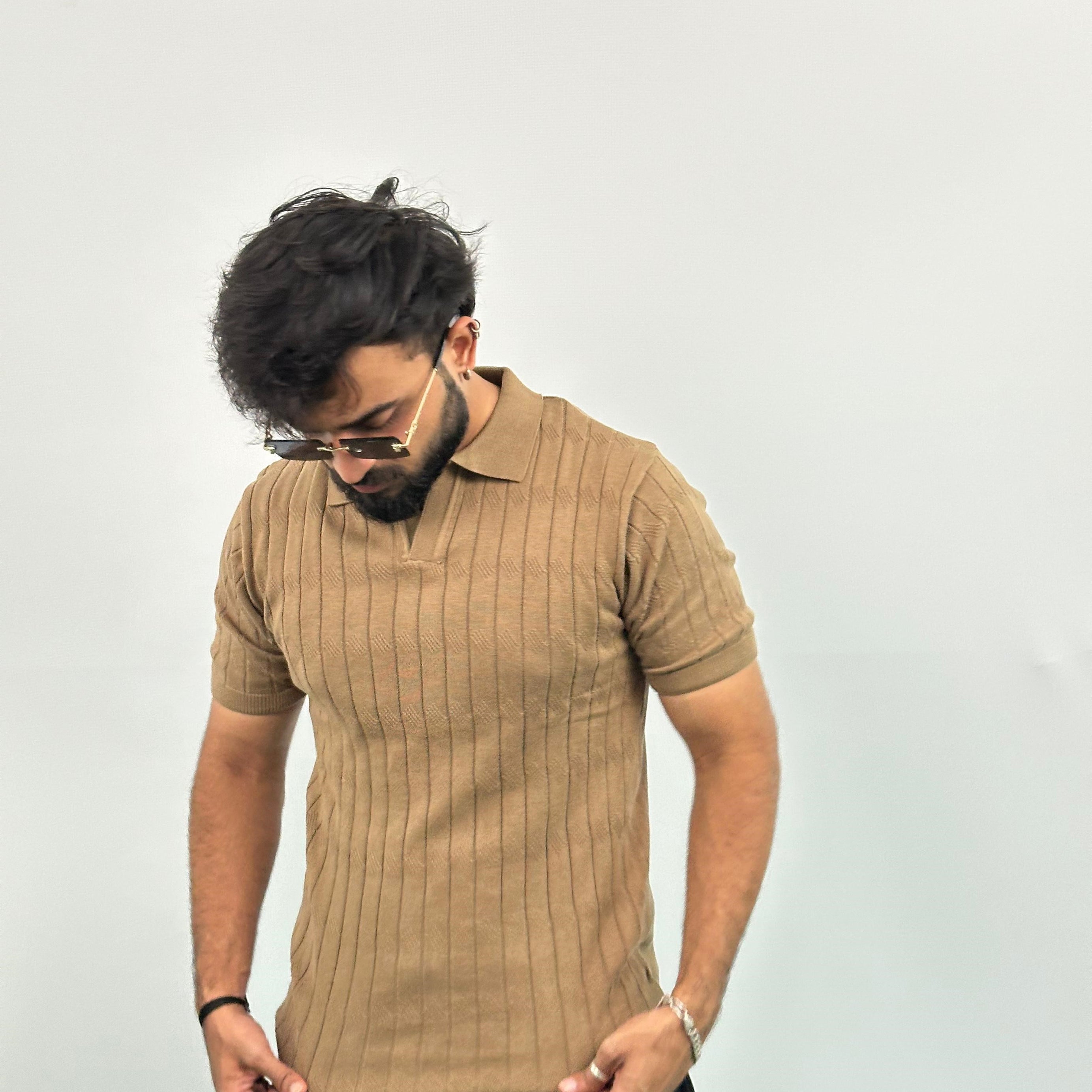 Brown colour Knitted Polo T-Shirt