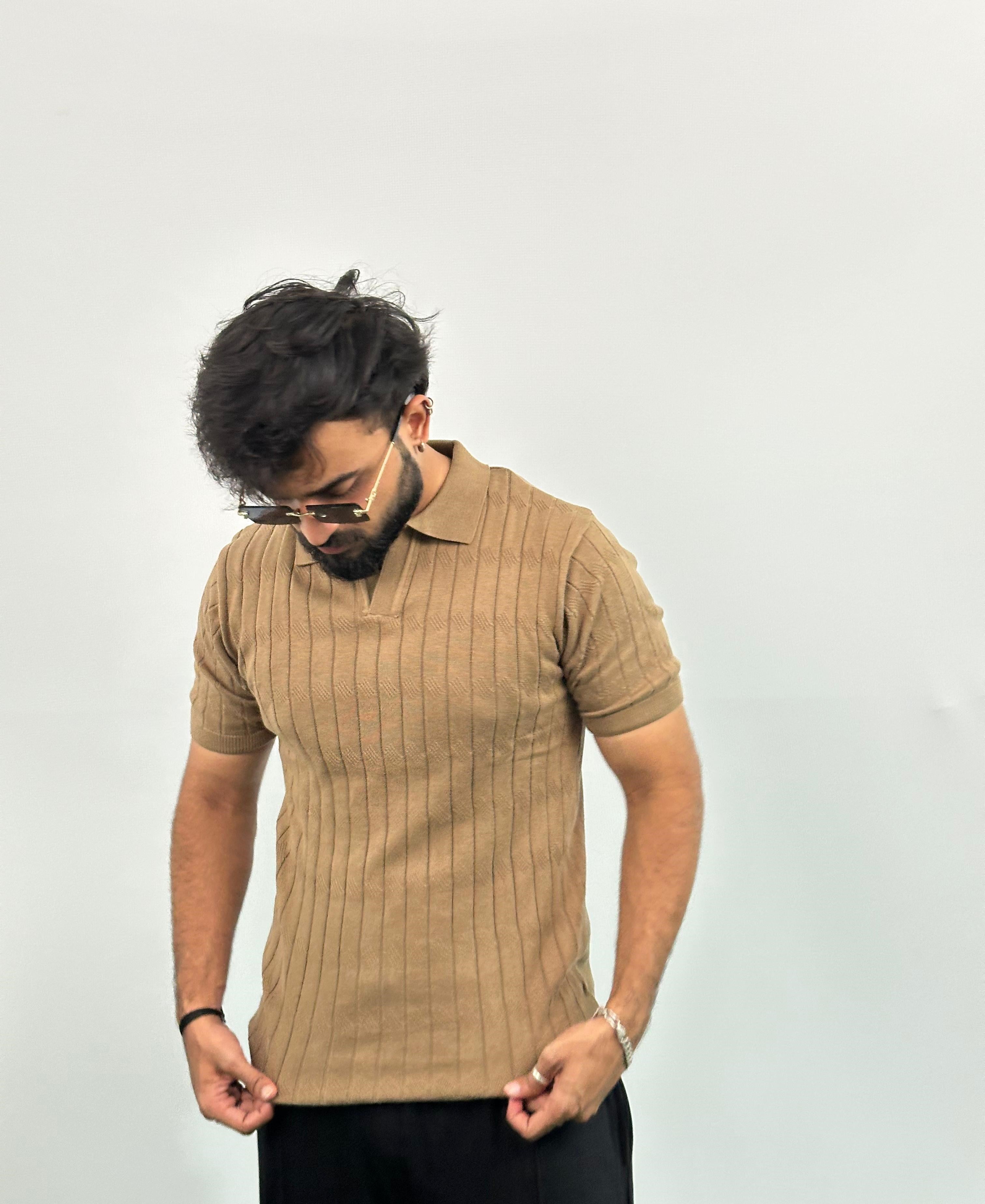Brown colour Knitted Polo T-Shirt