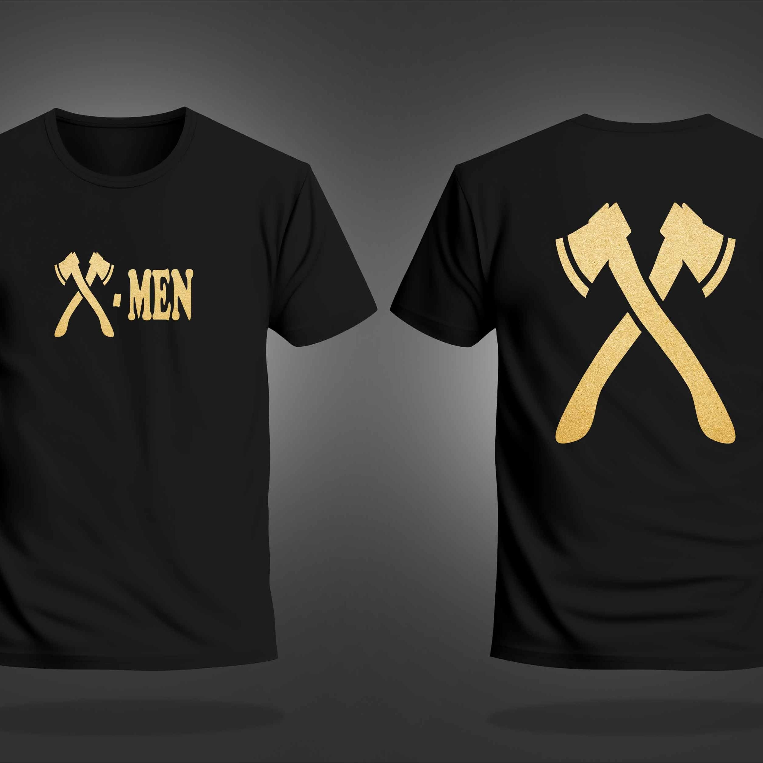 Black Round Neck Half Sleeve Golden Foil X-Men Printed Regular T-Shirt