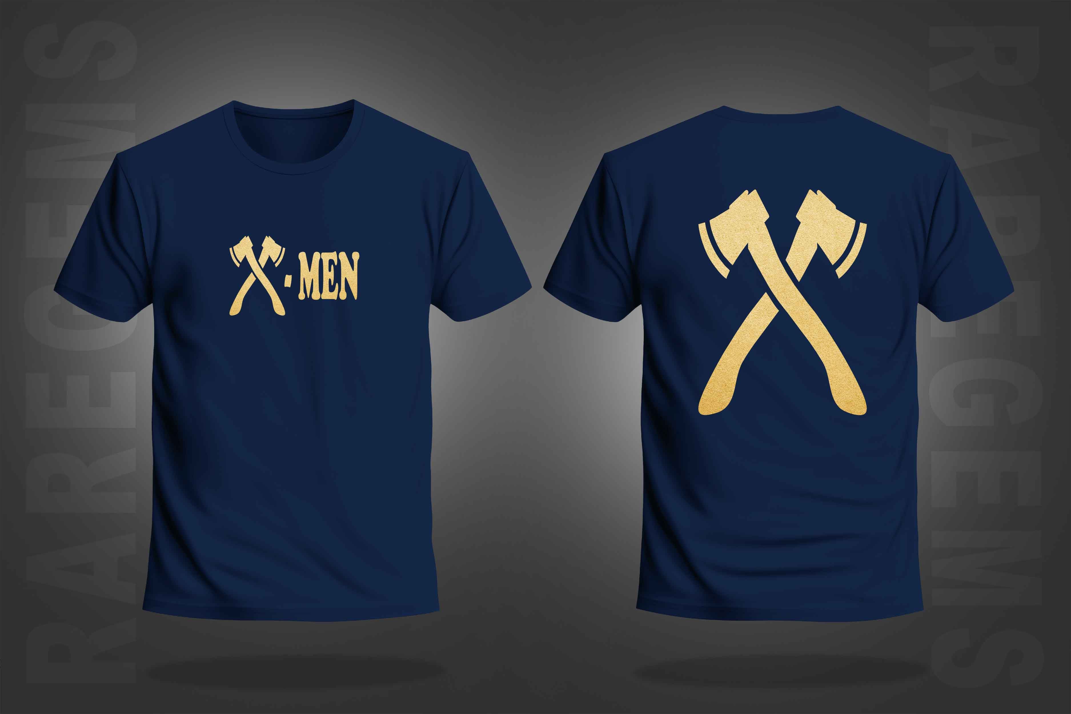 Navy Blue Round Neck Half Sleeve Golden Foil X-Men Printed Regular T-Shirt