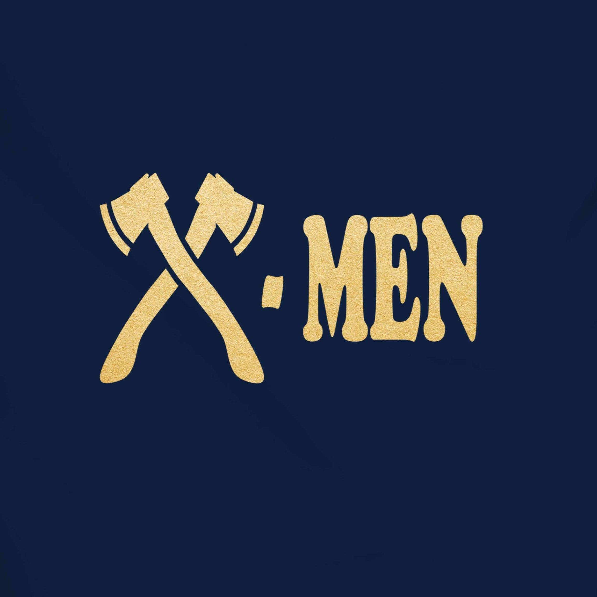 Navy Blue Round Neck Half Sleeve Golden Foil X-Men Printed Regular T-Shirt