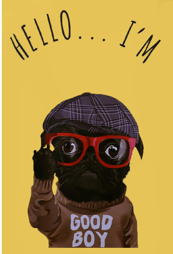 Yellow Half Sleeves Dog With Hat And Glasses Printed Oversized T-Shirt