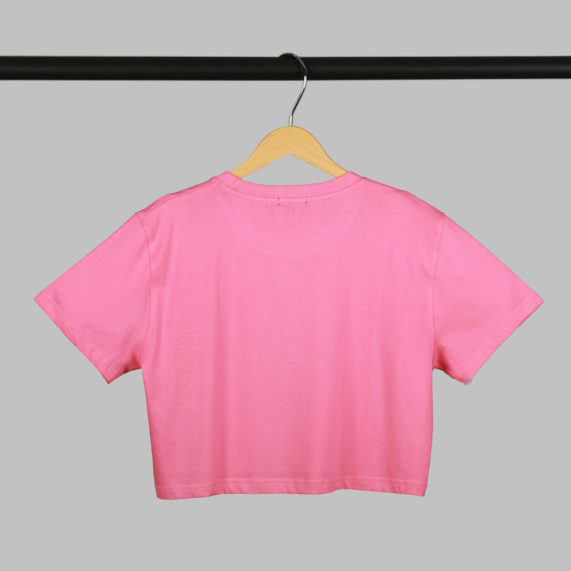 Pink Half Sleeve Rainbow Butterfly Printed Women's Regular Crop Top