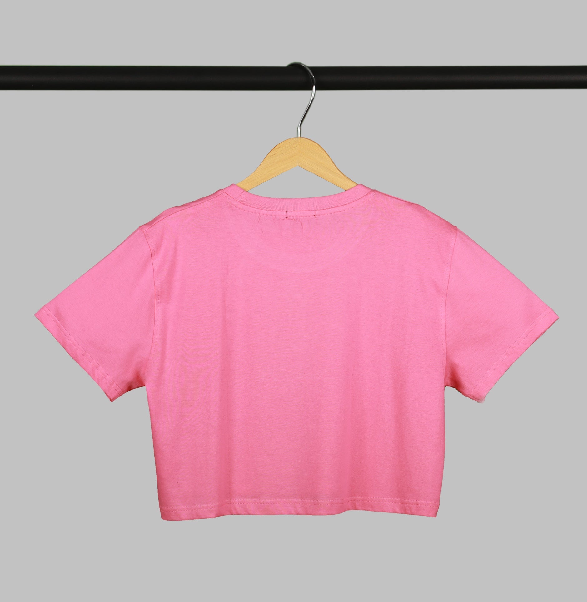 Pink Half Sleeve Rainbow Butterfly Printed Women's Regular Crop Top