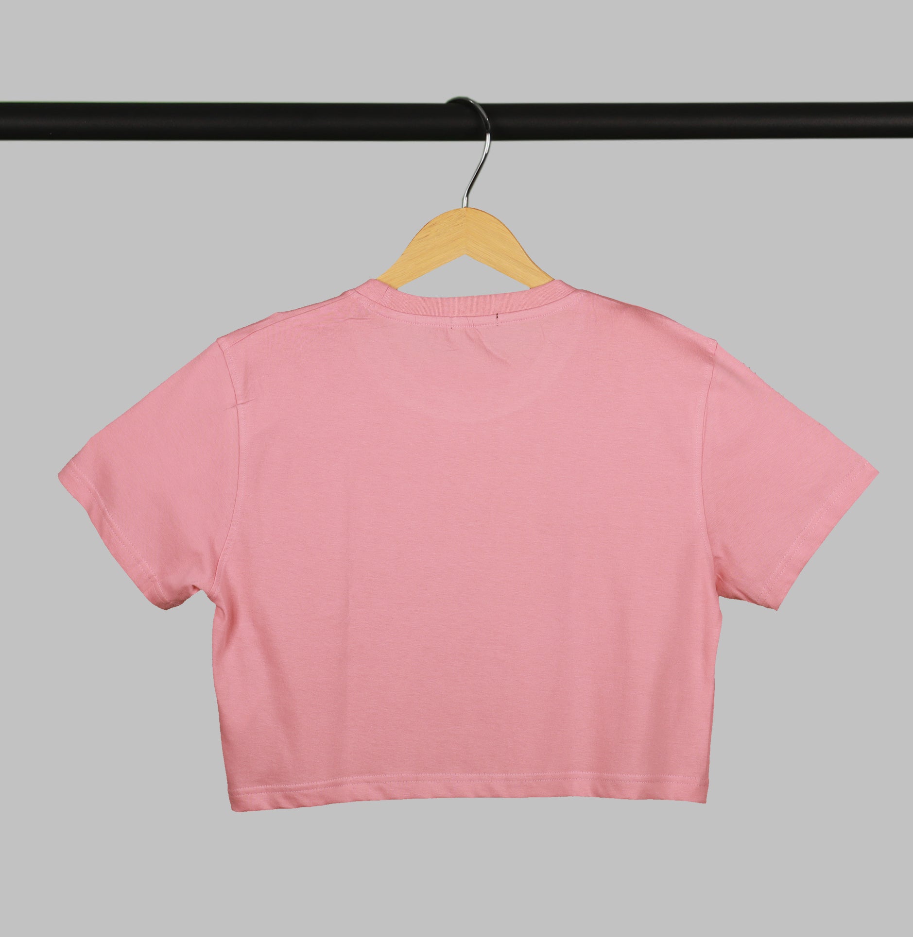 Peach Half Sleeve Blue Butterflies Printed Women's Regular Crop Top