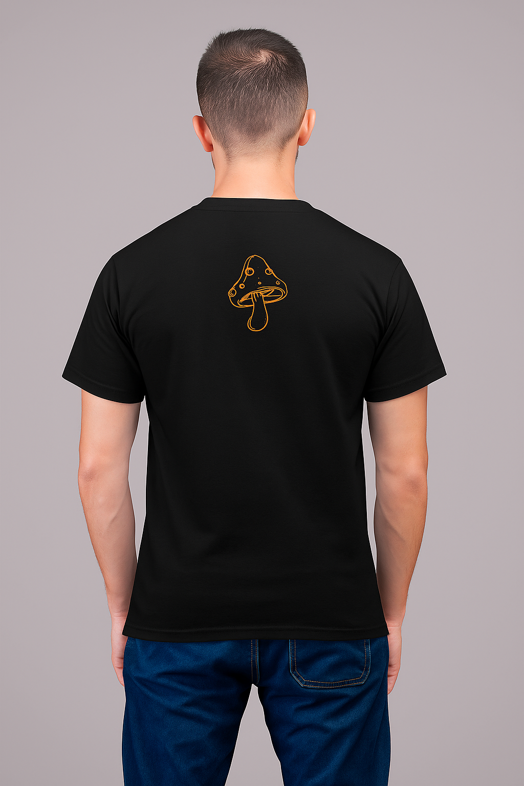 Black Half Sleeves Round Neck Spooky Season Printed Regular T-Shirt