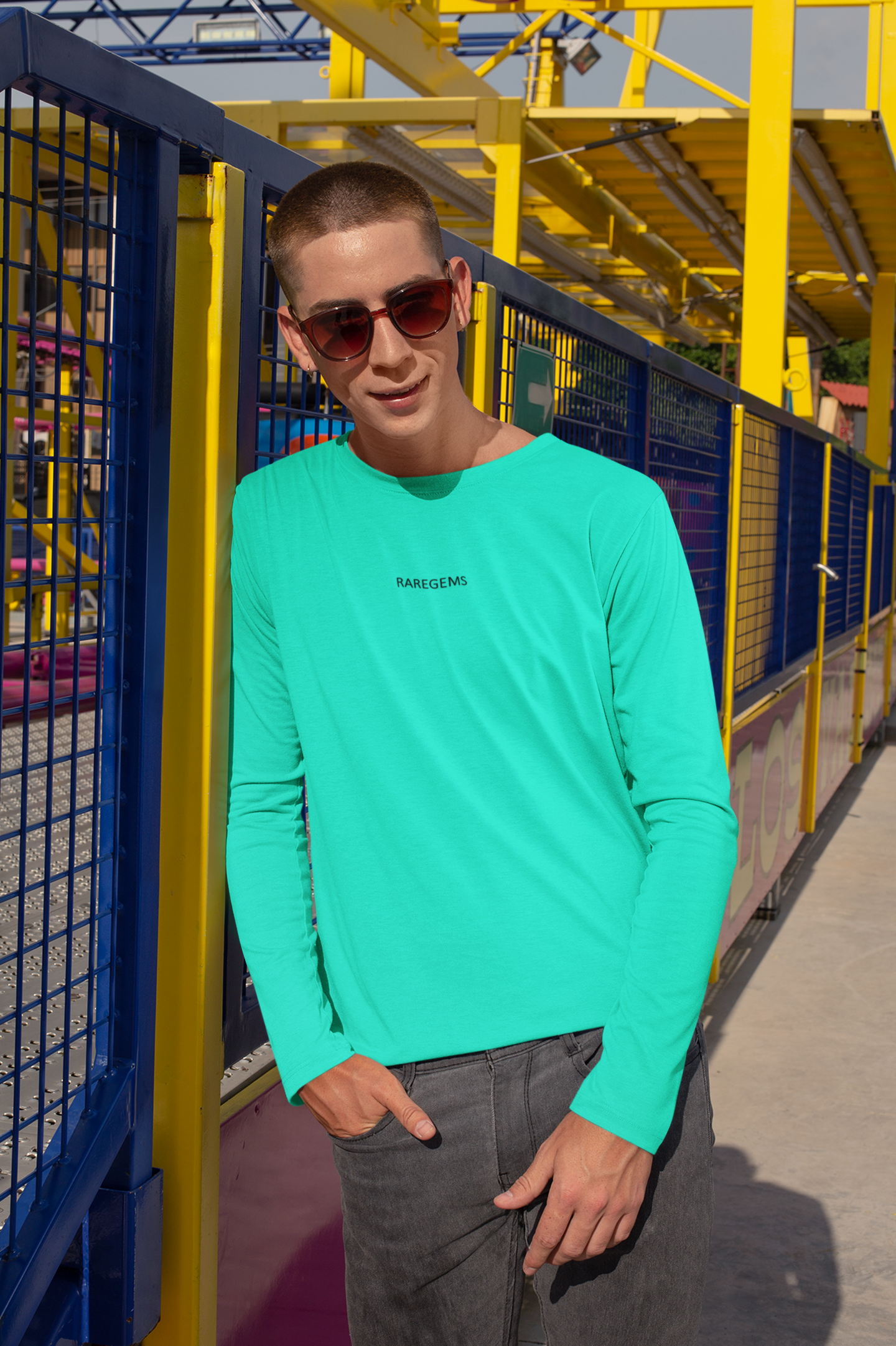 Beige Full Sleeves Basic T-Shirt