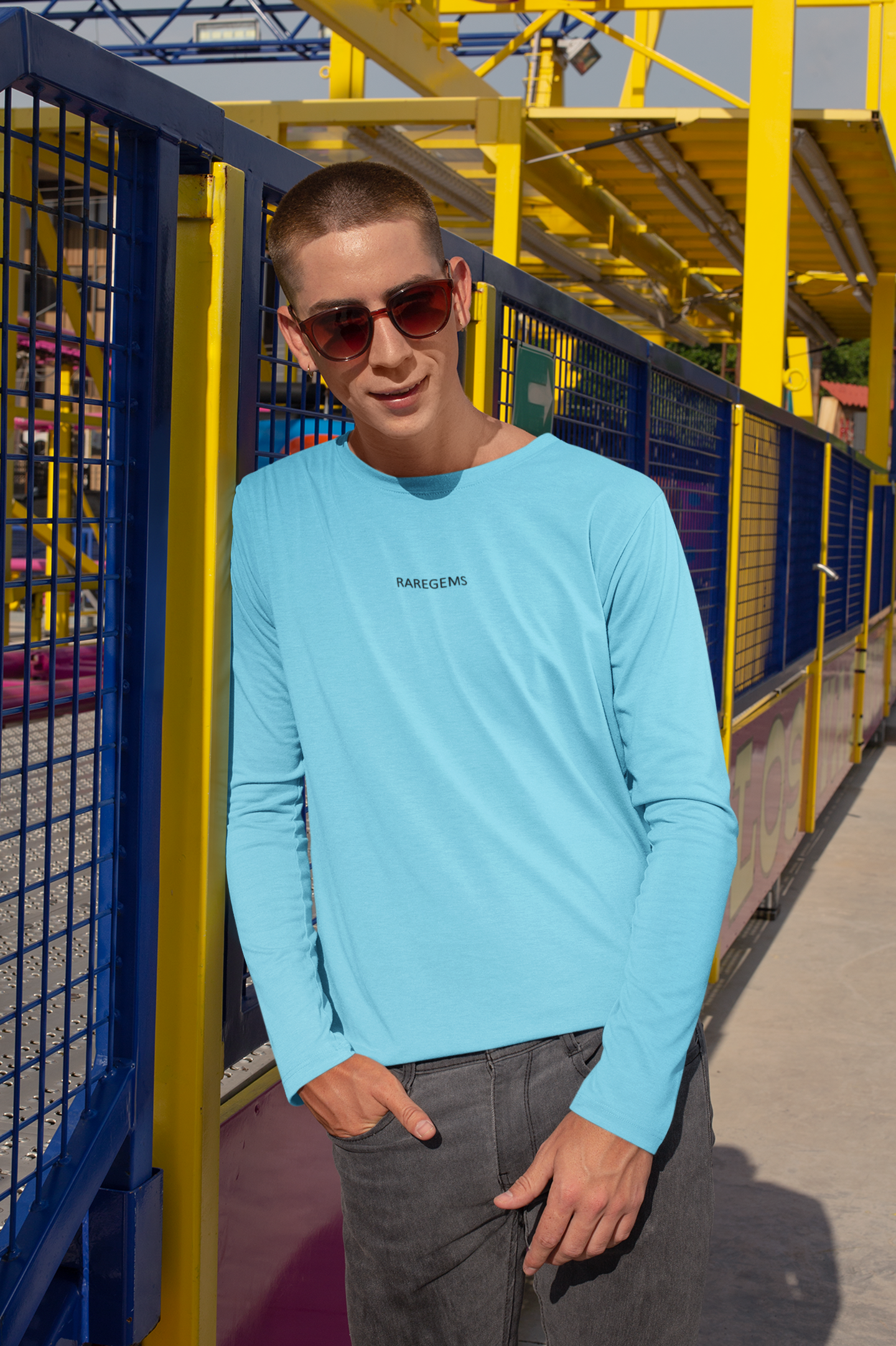 Cyan Full Sleeves Basic T-Shirt