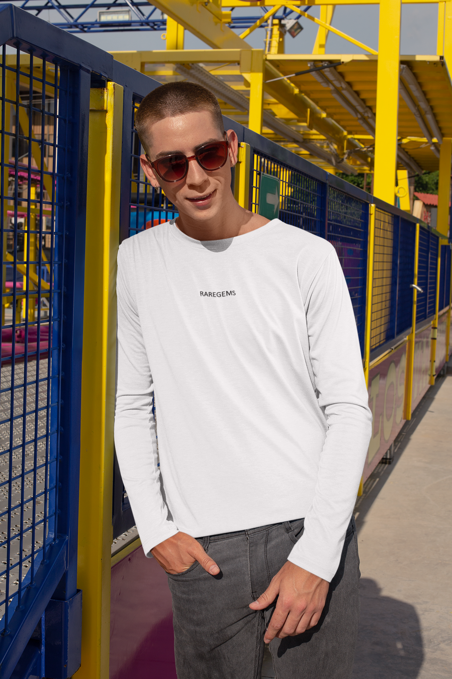 Beige Full Sleeves Basic T-Shirt