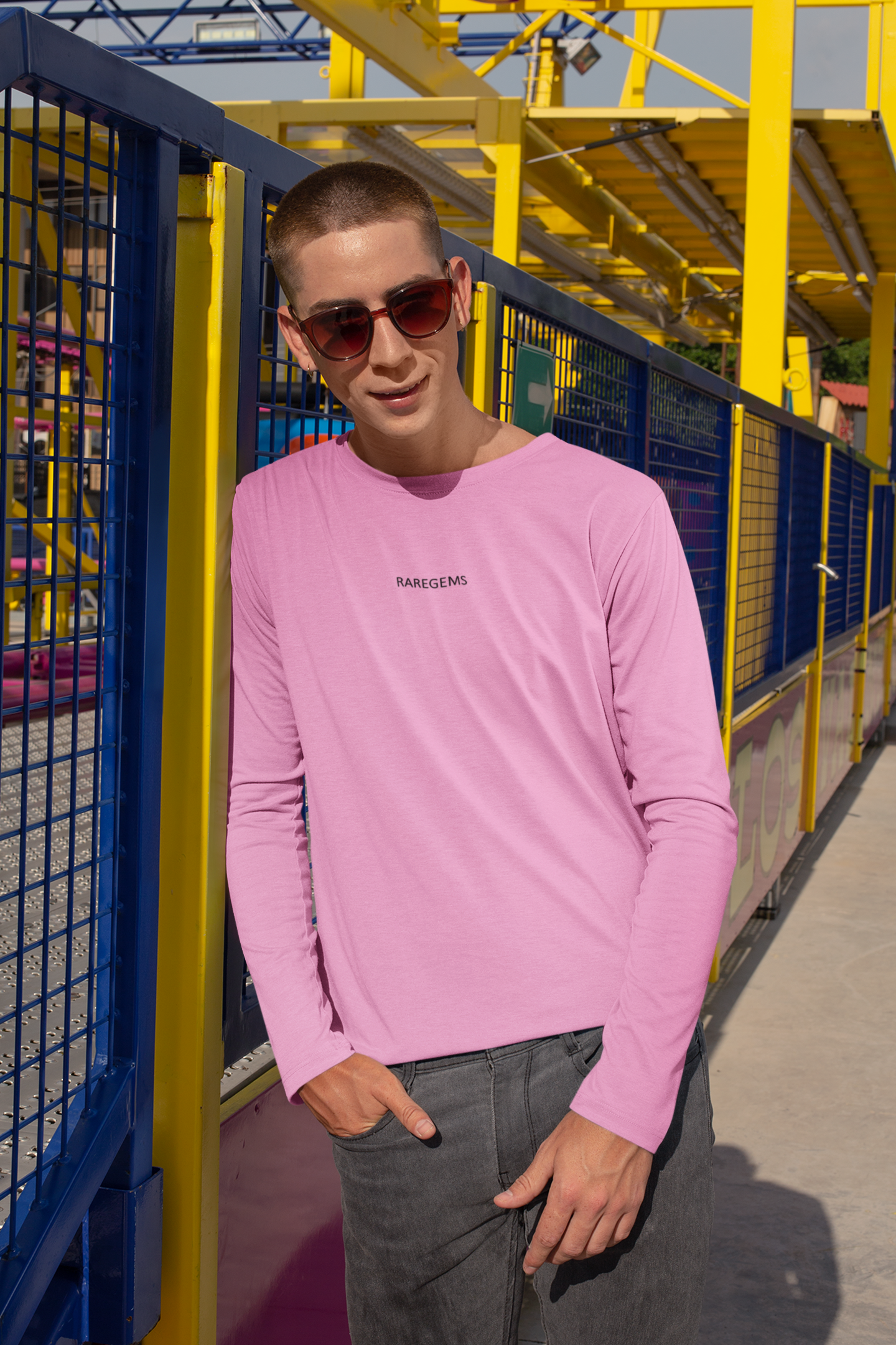 Beige Full Sleeves Basic T-Shirt